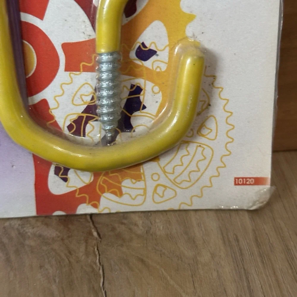 NOS VTG New Bell Storage Bicycle Hooks 2-pack Yellow Garage Ceiling Steel Heavy